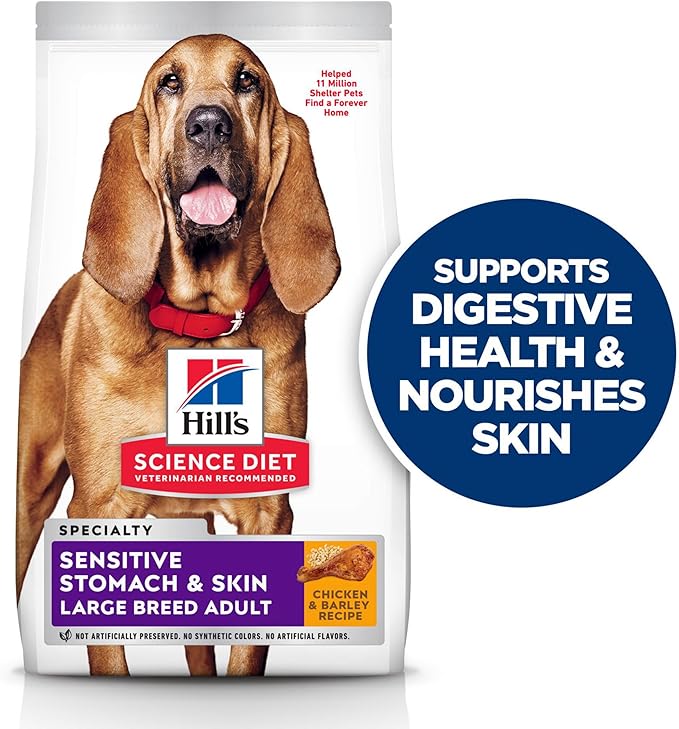 Hill's Science Diet Sensitive Stomach & Skin, Adult 1-5, Large Breed Stomach & Skin Sensitivity Support, Dry Dog Food, Chicken Recipe, 30 lb Bag