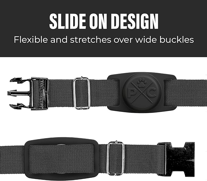 Pup Culture AirTag Dog Collar Holder, Extra-Durable, Lightweight, and Protective AirTag Case for Dog Collar - Track Your Pet Using an Apple AirTag - Dog Collar AirTag Holder- Black 0.5 Inch Collar