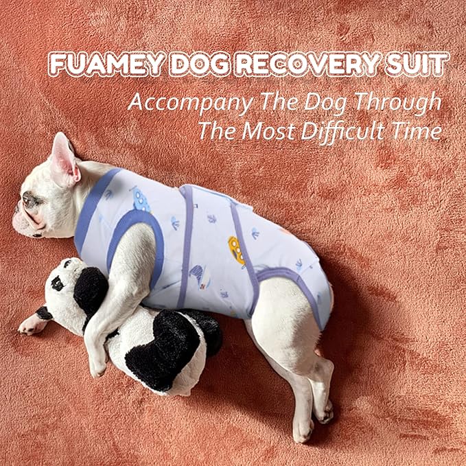 FUAMEY Recovery Suit for Dogs After Surgery,Soft Breathable Dog Bodysuit E-Collar & Cone Alternative Surgical Suit,Male Female Dog Neuter Spay Suits Anti Licking Wounds Onesie Blue Boat XS