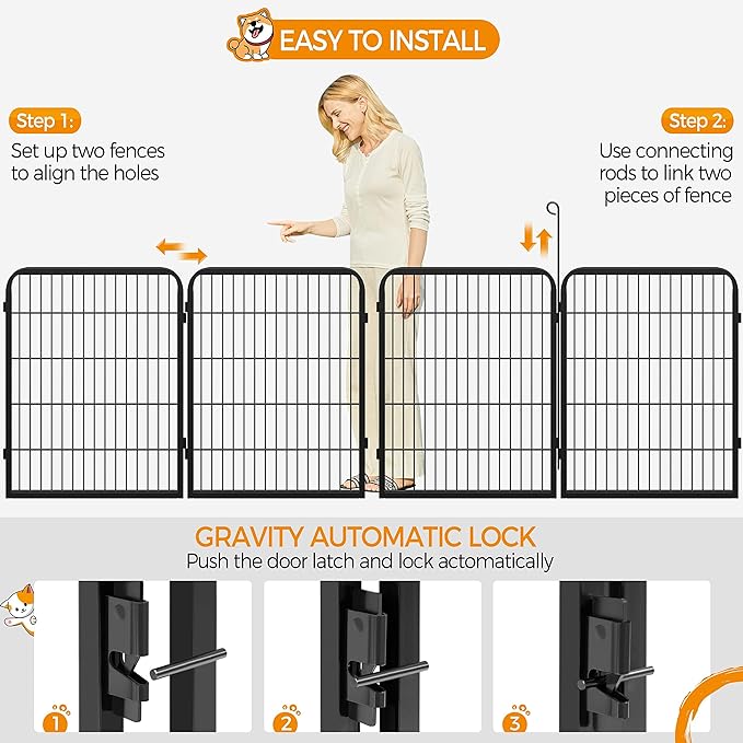 Yaheetech Outdoor Dog Playpen, Dog Pen Fences 24 Panels 32" Height Puppy Heavy Duty Pet Playpen for Small/Medium Dogs Exercise Pen with 3 Doors Indoor Playpen for The Yard RV Camping