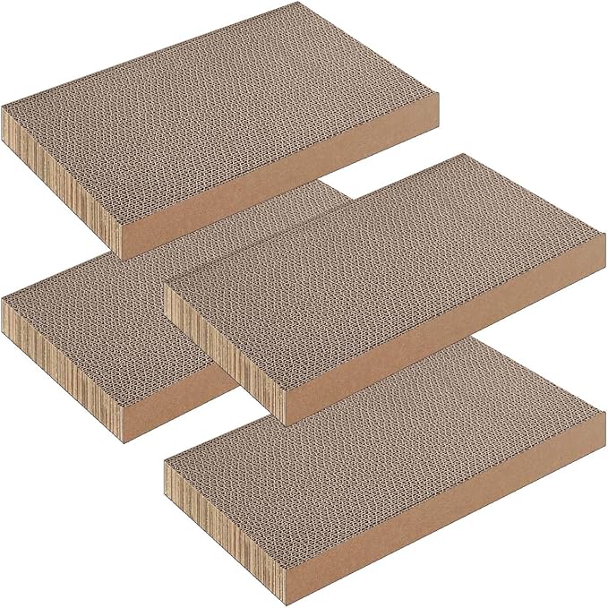 4 Packs Cat Scratcher, Cat Scratching Board for Indoor Cats and Kitten, Large Size Cat Scratching Pad, Durable&Premium Recyclable Cardboard Cat Scratcher