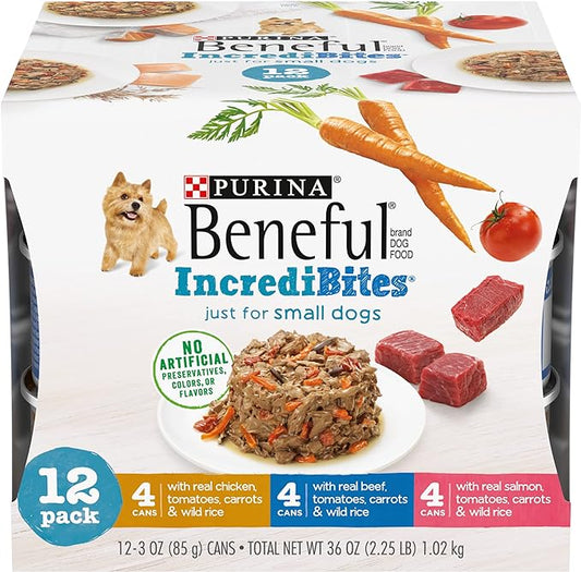 Purina Beneful Small Breed Wet Dog Food Variety Pack, IncrediBites - (2 Packs of 12) 3 oz. Cans
