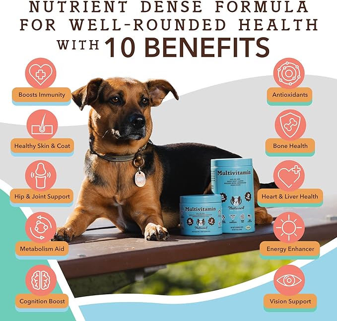 Natural Dog Multivitamin Chews (180 Pcs) Dog Vitamins & Supplements, Peanut Butter & Bacon Flavor, Dogs, Supports Immune System, Antioxidant