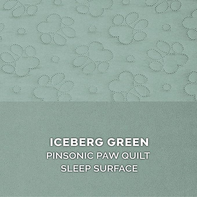 Furhaven Memory Foam Dog Bed for Large/Medium Dogs w/ Removable Bolsters & Washable Cover, For Dogs Up to 55 lbs - Pinsonic Quilted Paw L Shaped Chaise - Iceberg Green, Large