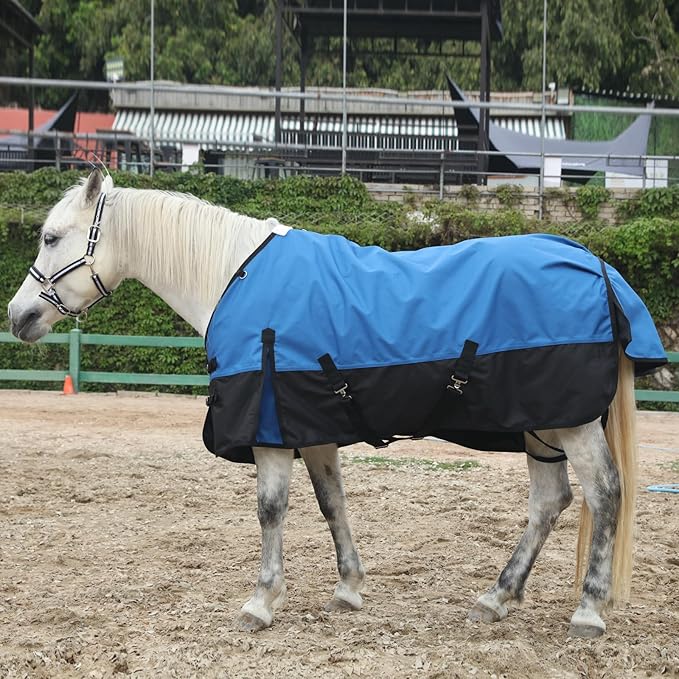 1200 Denier Rip-Stop Turnout Rain Sheet Lightweight Waterproof Breathable Horse Blanket (No Fill) Blueblack 72"