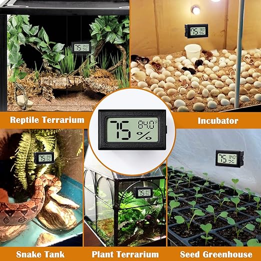 Palksky Bearded Dragon Tank Accessories, 2PCS Reptile Terrarium Thermometer and Humidity Gauge for Jumping Spider, Leopard Gecko, Hermit Crab, Gecko, Ball Python, Lizard