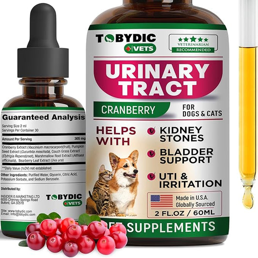 Cat & Dog Natural UTI Medicine & Urinary Tract Infection Treatment with Cranberry - Kidney + Bladder Support Supplement - Best Prevention for Urine Incontinence & Bladder Stones - Pet Renal Health