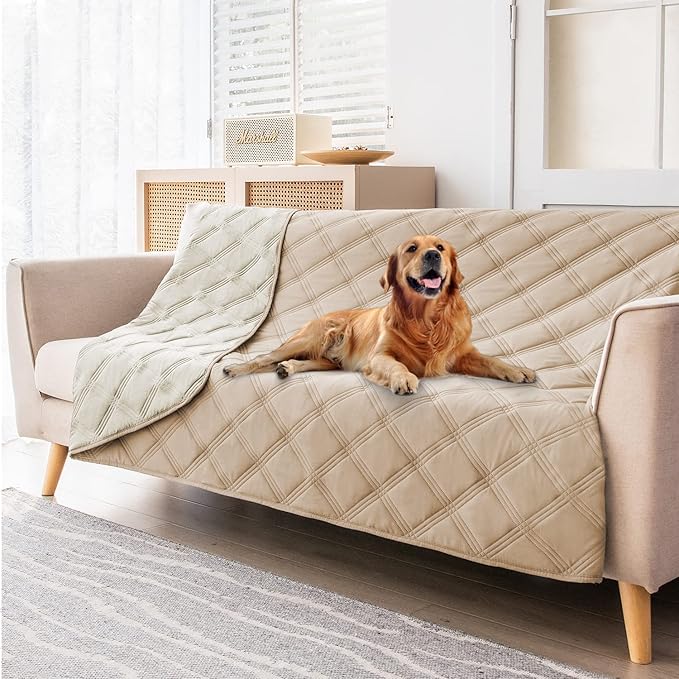 Waterproof & Reversible Dog Bed Cover Sofa, Couch Cover Furniture Protector for Pets, (Beige+cream, 52x82 Inch)