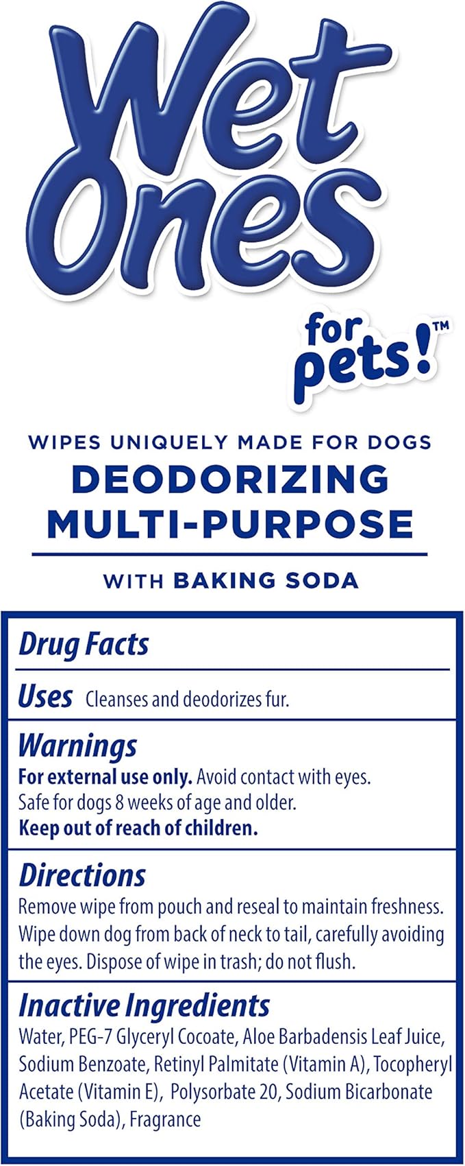 Wet Ones for Pets Desmellizing Multi-Purpose Dog Wipes with Baking Soda Dog Desmellizing Wipes for All Dogs in Tropical Splash Scent, Wet Ones Wipes for Desmellizing Dogs| Hundred Ct Pouch Dog Wipes