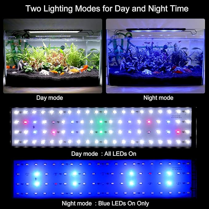 LED Aquarium Light, Full Spectrum Fish Tank Led Light with Aluminum Alloy Shell Extendable Brackets (30-36 in)