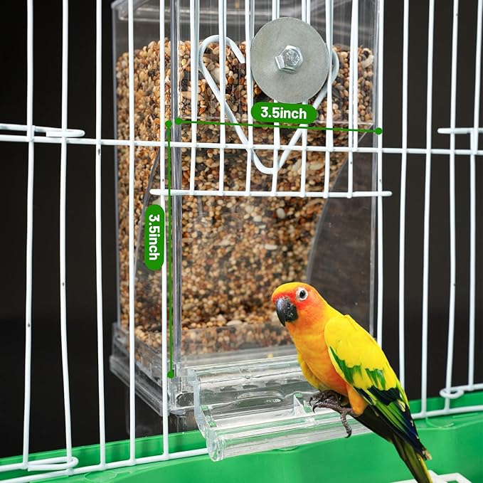 No Mess Bird Water Feeder Dispenser Set, Automatic Bird Feeder for Cage, Parakeet Cage Accessories, Parrot Cockatiel Seed Food Container Drinker for Squirrel Finch Lovebirds Budgies Canary