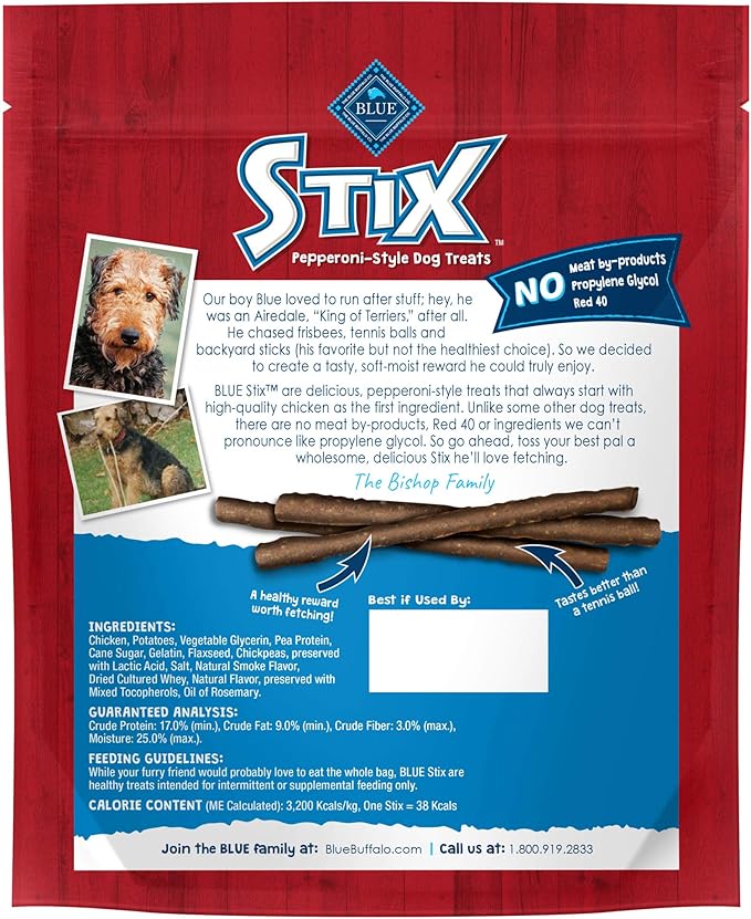 Blue Buffalo Stix Natural Soft-Moist Dog Treats, Chicken Recipe 13-oz Bag