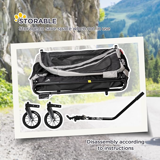 Aosom 2-in-1 Pet Bike Trailer for Small Dogs, Road-Visibility Bicycle Stroller, Weather-Strong Bike Wagon Trailer Sidecar Attachment