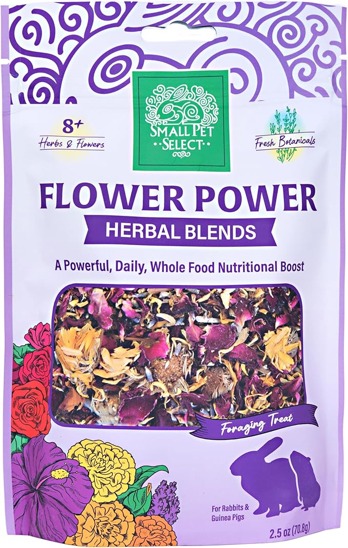 Small Pet Select - Flower Power Herbal Blend, a Natural Herbal Treat for Rabbits and Guinea Pigs, 2.5oz