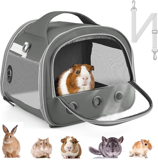 Bissap Guinea Pig Carrier Bag, Portable Small Animal Carrier Pouch for Hamster Chinchilla Rabbit Gerbil Hedgehog Sugar Glider Outgoing Travel Carrying Case - Grey