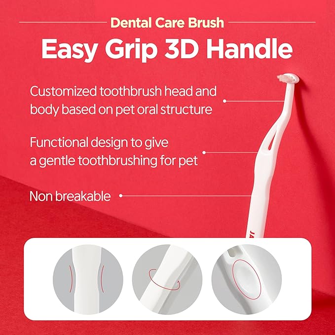 Dental Care Brush (Soft Bristles) - Toothbrush for Cat and Small Dog with Horizontal Head & Easy Grip Handle (5)