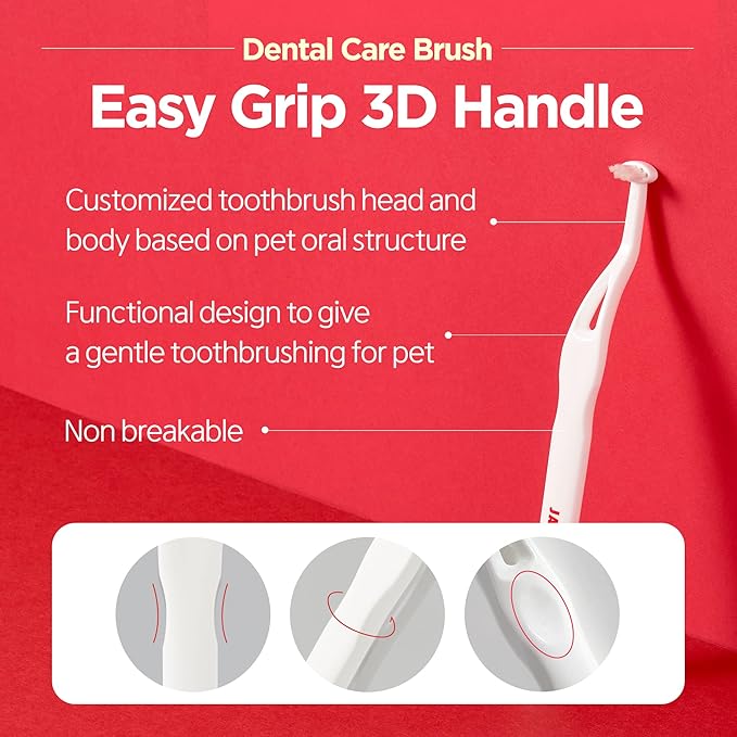 Dental Care Brush (Soft Bristles) - Toothbrush for Cat and Small Dog with Horizontal Head & Easy Grip Handle (1)