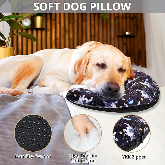 Dog Claming Pillow for Large Dogs, Ultra Soft Dog Neck Pillow Improve Anxiety Relief Sleeping Improve, Machine Washable Pet Pillow for Dogs & Cats, Pet Calming Toy (18"x12"x4") Black