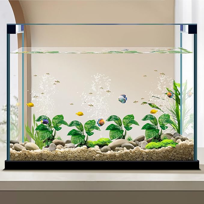 Reptile Artificial Plants, Terrarium Plants Decorations Supplies, Aquarium Fish Tank Plant, Amphibian Habitat Hideout Tank Accessories (M Set-4pcs/F)