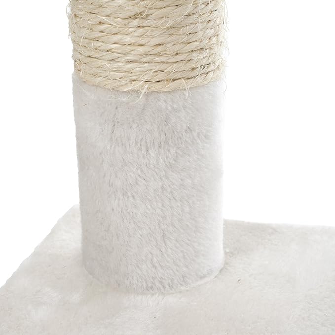 4-Tier Cat Tower - Napping Perches, Cat Condo with Ladder, 5 Sisal Rope Scratching Posts, Hanging Toy – Cat Tree for Indoor Cats by PETMAKER (White)