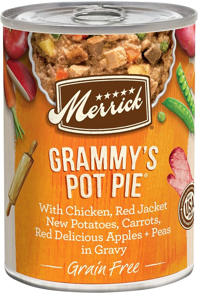 Merrick Grain Free Wet Dog Food, Premium And Wholesome Gluten Free Canned Adult Dog Food, Grammy’s Pot Pie - (Pack of 12) 12.7 oz. Cans