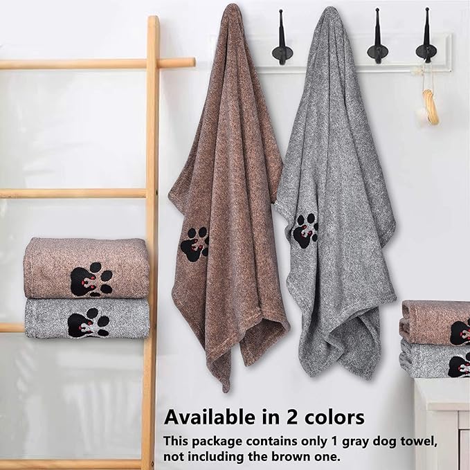 Dog Towels for Drying Dogs Super Absorbent Soft Microfiber Pet Bath Grooming Towel for Dogs and Cats & Other Pets (M-36" * 28", Grey)