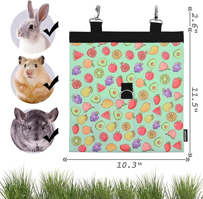 Rabbit Hay Feeder Bag, Guinea Pig Hay Feeder,Bunny Hay Bag, 600D Oxford Cloth Fabric Pet Hay Hanging Feeder Storage for Rabbit, Small Animal.