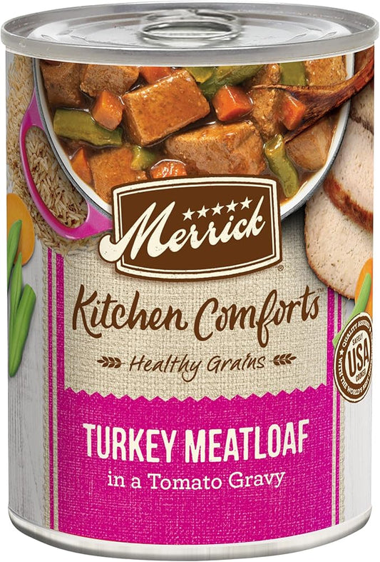 Merrick Kitchen Comforts Healthy And Natural Canned Adult Dog Food, Turkey Meatloaf With Brown Rice And Gravy - (Pack of 12) 12.7 oz. Cans