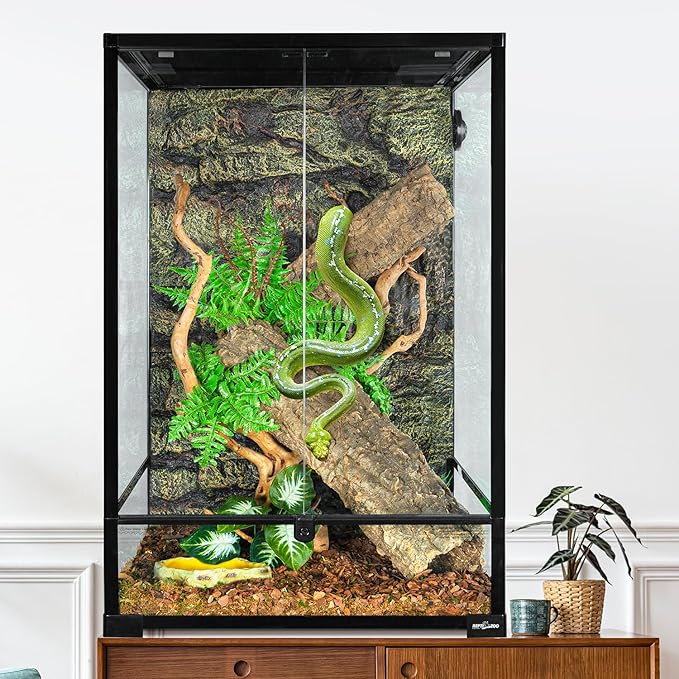 REPTIZOO 90 Gallon Reptile Terrarium 24" x 24" x 36" Large Glass Reptile Tank, Tall Reptile Terrarium with Front Opening Door and Top Screen Ventilation Easy Assembly Reptile Habitat Tank