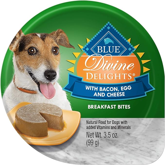 Blue Buffalo Delights Natural Adult Small Breed Wet Dog Food Cups, Pate Style, Bacon, Egg & Cheese Breakfast Bites 3.5-oz (Pack of 12)