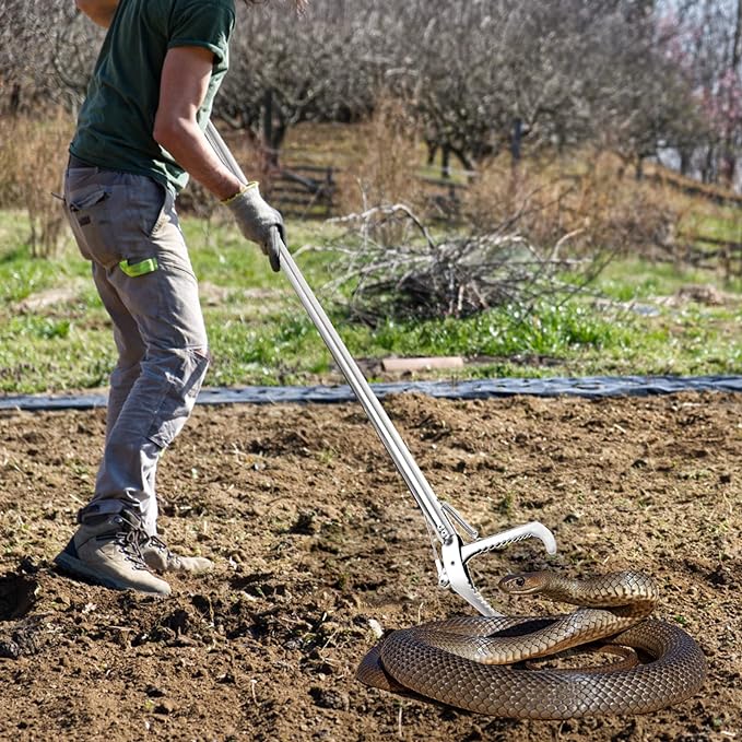 60'' Snake Grabber Tool Heavy Duty, Professional Snake Tongs with Lock, Long Snake Stick, Snake Catcher Grabber for Rattlesnake, Reptile