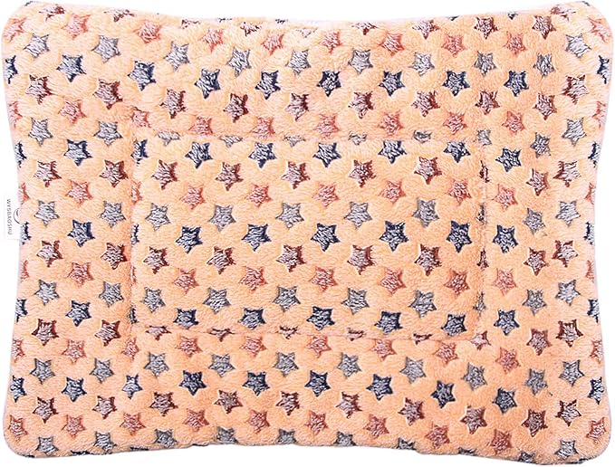 Fluffy Pet Cat Blanket Soft Coral Velvet Pet Puppy Cushion Mat Warm Cover Soft Pad Mat M Beige
