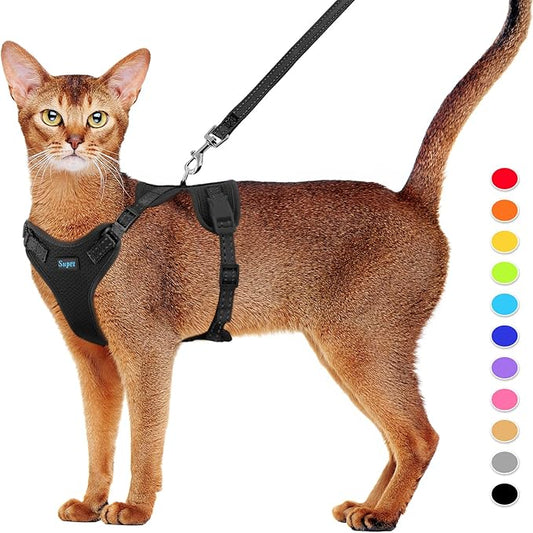 Supet Cat Harness and Leash Set for Small to Large Cats Adjustable Cat Vest Harness with Reflective Trim Universal Cat Leash and Harness for Cats/Puppies Outdoor Walking