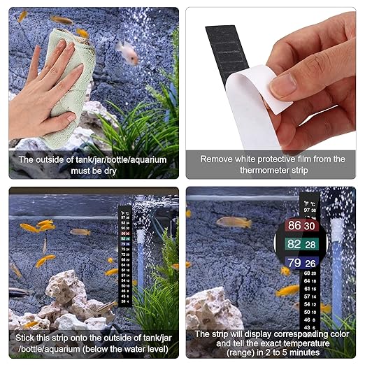 7pcs Brewing Aquarium Thermometer Strips, 39-97℉ Easy-to-Read Aquarium Thermometer Sticker Fish Tank Temperature Sticker Adhesive Stick on Thermometer Strip for Brewing Aquarium