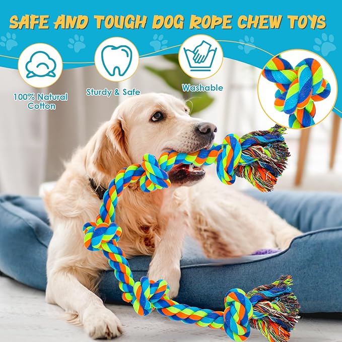 UPSKY Dog Toy, Heavy Duty Rope Toy for Large Medium Dogs, Indestructible 3 Feet 5 Knots Chew Toy, Interactive Tug of War Toy for Aggressive Chewers, Doggies Teeth Cleaning, Orange