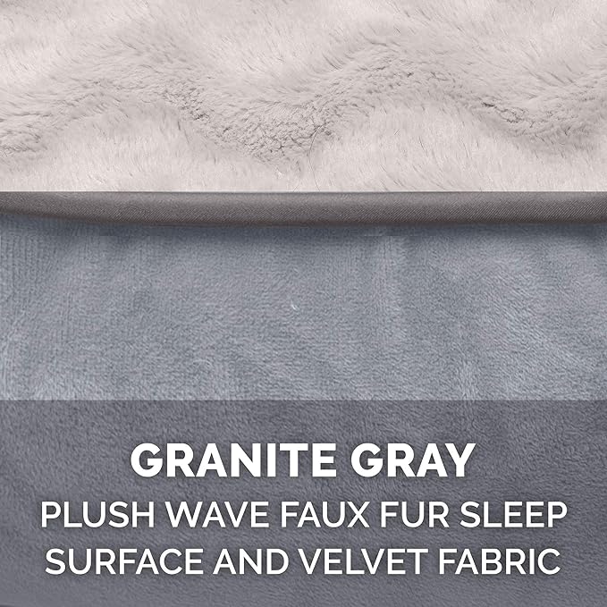 Furhaven Replacement Dog Bed Cover Perfect Comfort Plush & Velvet Waves Sofa-Style, Machine Washable - Granite Gray, Jumbo Plus (XX-Large)