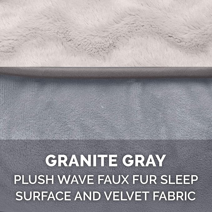 Furhaven Memory Foam Dog Bed for Large Dogs w/ Removable Bolsters & Washable Cover, For Dogs Up to 125 lbs - Plush & Velvet Waves Perfect Comfort Sofa - Granite Gray, Jumbo Plus/XXL