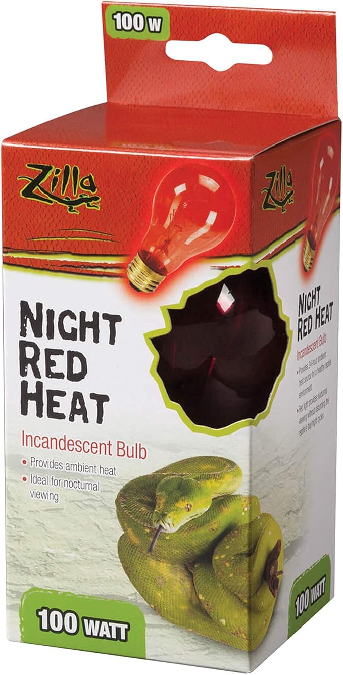 Zilla Reptile Terrarium Incandescent Heat Bulb, Night Red, 100 Watts