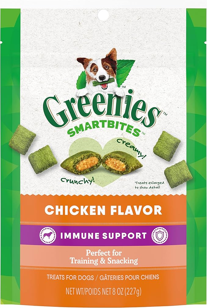 Greenies Smartbites Immune Support Crunchy & Soft Dog Treats, Chicken Flavor, 8 oz. Pack