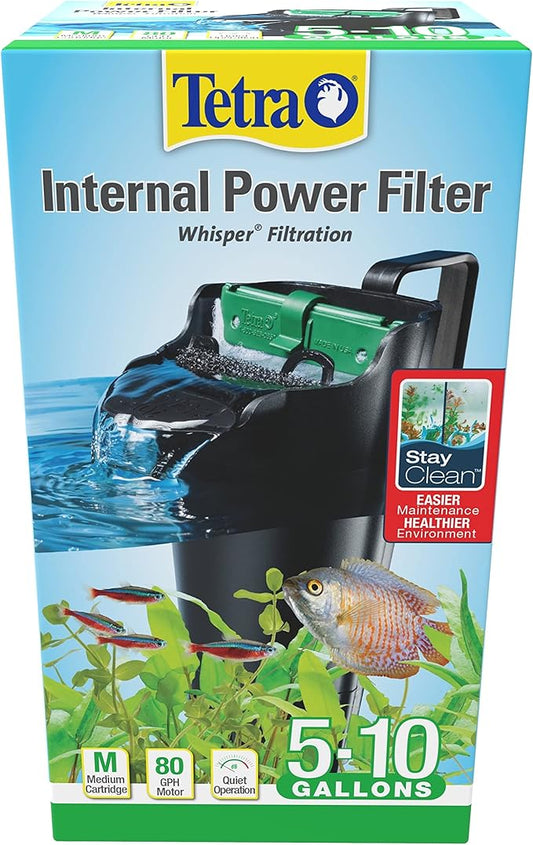 Tetra Whisper Internal Power Filter 5 To 10 Gallons, For aquariums, In-Tank Filtration With Air Pump, Black