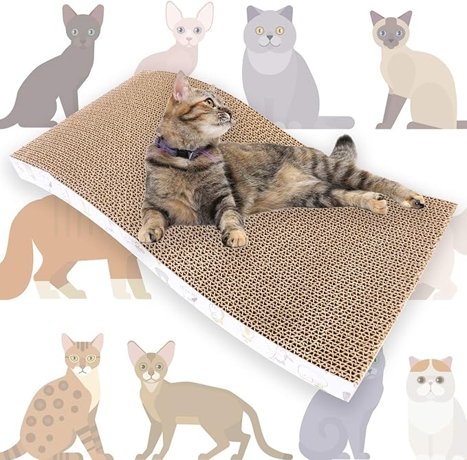 3 Pack Cat Scratcher Pad Recycle Corrugated Cat Scratching Pad Type S Cat Scratch Pad Lounger Sofa for Furniture Protector