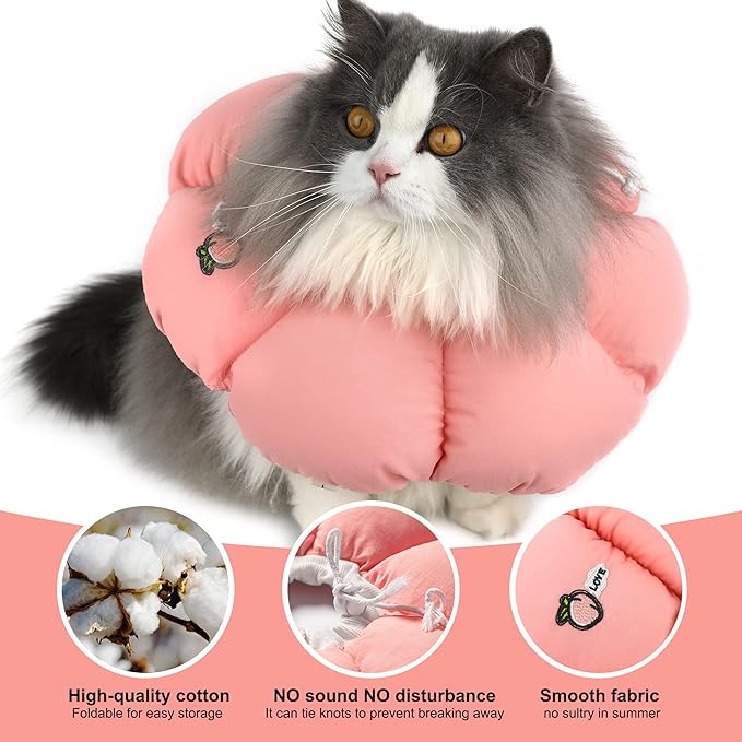 HiDREAM Cat Cone Collar,Cute Waterproof Elizabethan e Collar for Cats,Anti-Bite Lick Wound Healing Safety Cat Recovery Collar,All-Season Style