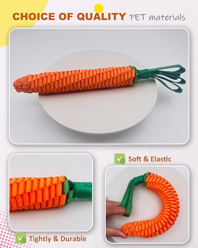 Dog Rope Tug Toy, Carrot Design, for Medium & Large Dogs, Dental Chewing Toy