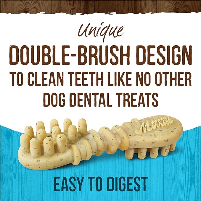 Merrick Fresh Kisses Natural Dental Chews Toothbrush Shape Treat Infused With Real Mint Medium Dogs - 30 ct. Box