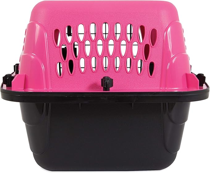 Petmate Two Door Pet Kennel for Pets up to 15 Pounds, Pink/Black, 19" Long, Made in USA