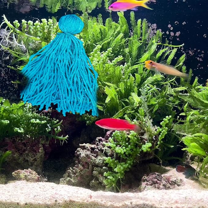 Fish Breeder Spawning Mop for Fish Tank, Floating Fish Breeding Mop for Egg Laying, Blue