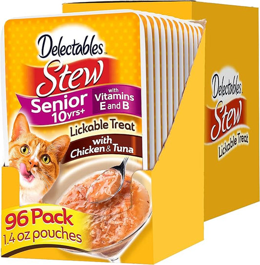 Hartz Delectables Stew Senior 10+ Chicken & Tuna Lickable Cat Treat, 1.4-oz, 12 Count (Pack of 8)