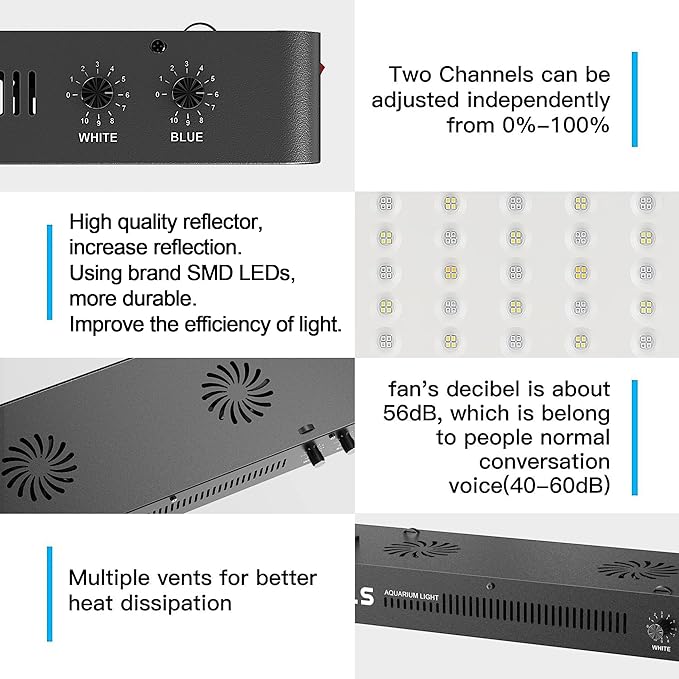 WILLS Aquarium Light, Dimmable Full Spectrum Fish Tank Light with 3 Dimming Modes & 105 Premium SMD Chips, 300W LED Aquarium Plant Light for Saltwater Freshwater Coral Reef (28"x8.5"x2.4")