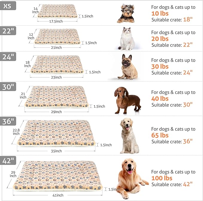 Mora Pets Dog Bed Crate Pad Ultra Soft Pet Bed with Cute Star Print Washable Crate Mat for Large Medium Small Dogs Reversible Fleece Dog Crate Kennel Mat Cat Bed Liner 23 x 18 inch Brown