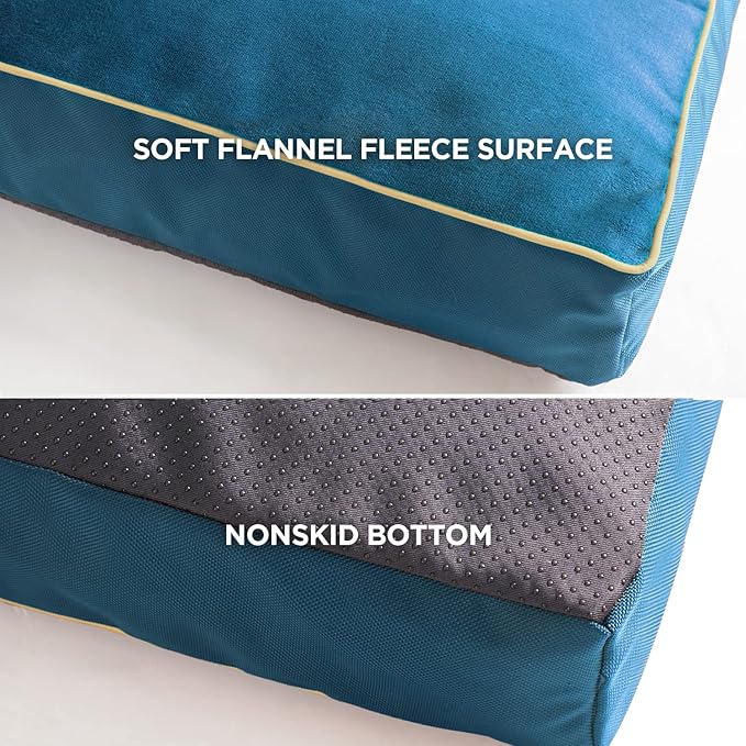 Bedsure Waterproof Dog Beds for Large Dogs - 4 inch Thick Up to 75lbs Large Dog Bed with Washable Cover, Pet Bed Mat Pillows, Navy